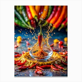 A Single Raindrop Splashing Onto A Bed Of Colorful (1) Canvas Print