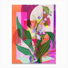Lily Of The Valley 1 Neon Flower Collage Canvas Print