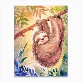 Sloth Hanging On A Branch Canvas Print