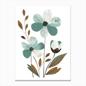 Blue And Brown Flowers Canvas Print