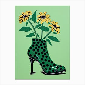 Blossom Stride: Woman's Shoe Garden Canvas Print