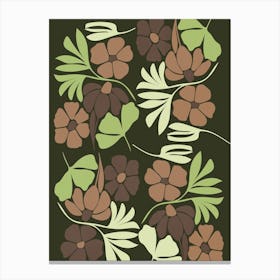 Flowers Leaves Plant Botanical Boho Bohemian Minimalist Nature Canvas Print