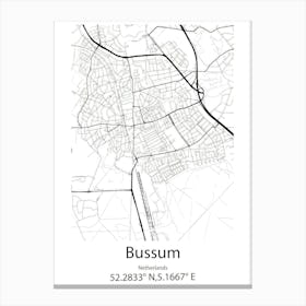 Bussum,Netherlands Minimalist Map Canvas Print