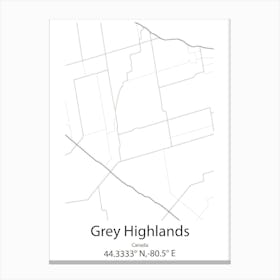 Grey Highlands,Canada Minimalist Map Canvas Print