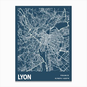 Lyon Blueprint City Map 1 Canvas Print
