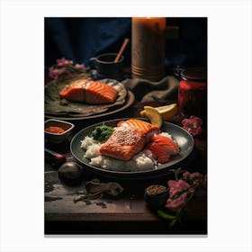 Salmon On Rice Canvas Print