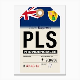 Providenciales (PLS) Turks and Caicos Islands Vintage Airline Luggage Tag Canvas Print