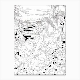 Line Art Inspired By The Death Of Sardanapalus 12 Canvas Print