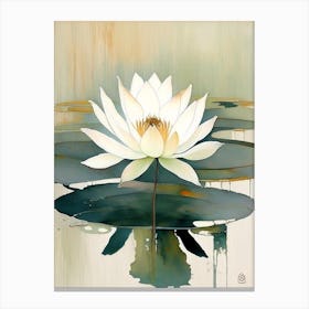 Lotus Flower And Water Symbol Abstract Painting Canvas Print
