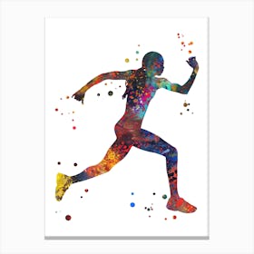 Running  Woman Watercolor Canvas Print