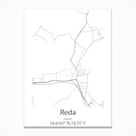 Reda,Poland Minimalist Map Canvas Print