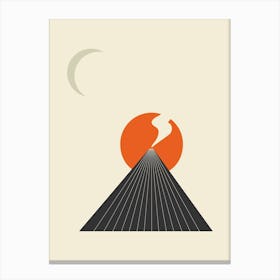 Volcano In Moonlight Abstract Minimal Canvas Print
