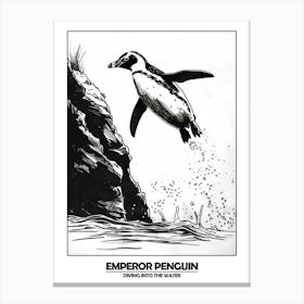 Penguin Diving Into The Water Poster 5 Canvas Print