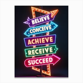 Neon Signs For Success Canvas Print