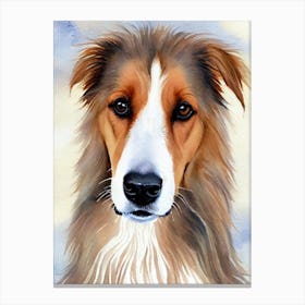 Borzoi 2 Watercolour dog Canvas Print
