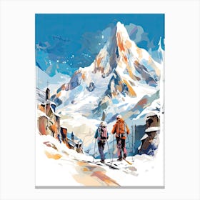 Chamonix Mont Blanc   France, Ski Resort Illustration 2 Canvas Print