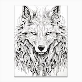 Red Wolf Line Drawing 4 Canvas Print