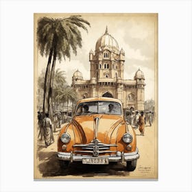 Old Car In Mumbai Canvas Print