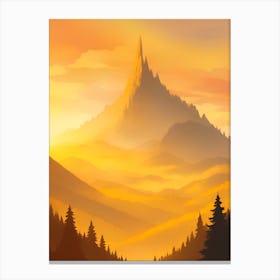 Misty Mountains Vertical Composition In Yellow Tone 37 Canvas Print