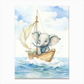Elephant Painting Sailing Watercolour 1 Canvas Print