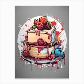 Cake With Berries And Icing Canvas Print