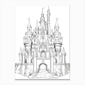 The Beast S Castle (Beauty And The Beast) Fantasy Inspired Line Art 1 Canvas Print