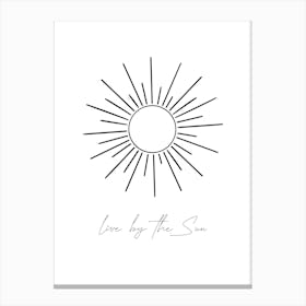 Live By the Sun, Line Floral Sun, Boho Canvas Print