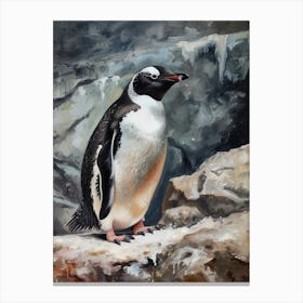 Adlie Penguin Carcass Island Oil Painting 1 Canvas Print