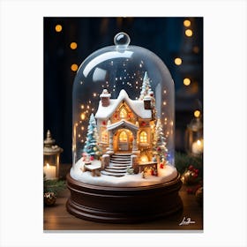 Christmas Village Under A Glass Dome Canvas Print