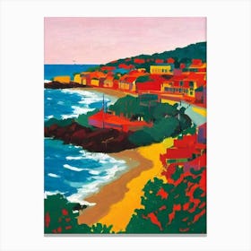 Plage De L'Escalet, Saint Tropez, France Hockney Style Canvas Print
