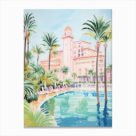 The Breakers   Palm Beach, Florida   Resort Storybook Illustration 4 Canvas Print