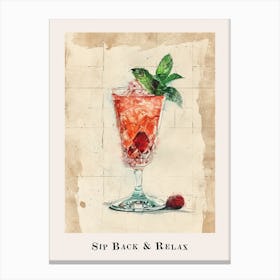 Sip Back & Relax Cocktail Poster 2 Canvas Print