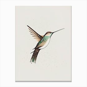 Hummingbird In Snowfall Retro Minimal Canvas Print