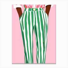 Girl Boss Wall Art Striped Outfit Green And Pink Print Feminine Office Decor Leinwandbild