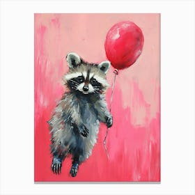 Cute Raccoon 1 With Balloon Canvas Print