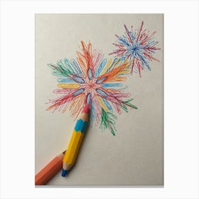 Pencil Drawing Of Fireworks Canvas Print