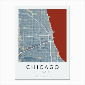 Chicago Map Print - Kauffmann style Canvas Print