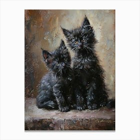 Two Black Cats Rococo Inspired Painting 1 Canvas Print