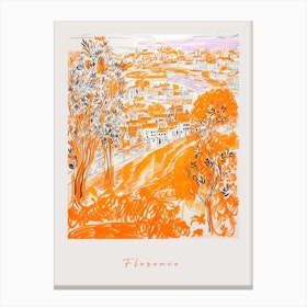Florence Italy Orange Drawing Poster Canvas Print