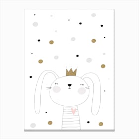 Scandi Cute Bunny With Star Canvas Print