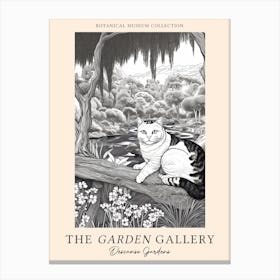 The Garden Gallery, Descanso Gardens, Usa, Cats Line Art 3 Canvas Print