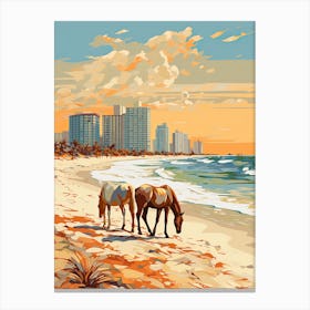 Horse Painting In Miami Beach Post Impressionism Style 12 Canvas Print