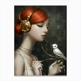 Bird With Headphones 3 Canvas Print