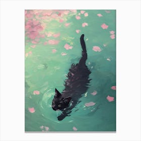 Cat Swimming In The Water Canvas Print