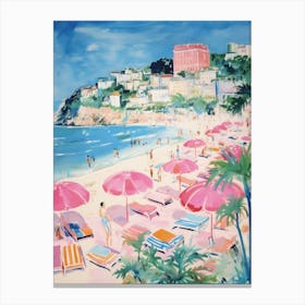 Tropea, Calabria   Italy Beach Club Lido Watercolour 2 Canvas Print