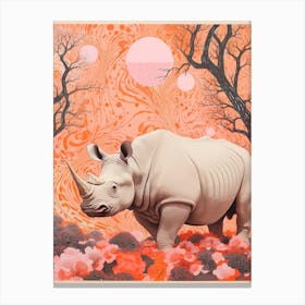 Collage Rhino Orange Background Canvas Print