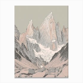 Mount Whitney Usa Color Line Drawing (2) Canvas Print