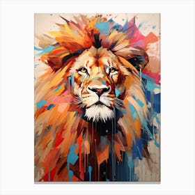 Lion Art Painting Collage Style 3 Canvas Print