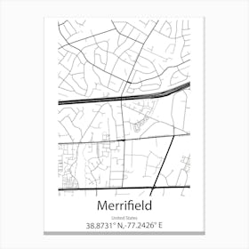 Merrifield,United States Minimalist Map Lienzos