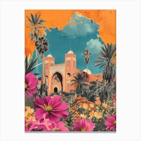 Morocco   Floral Retro Collage Style 3 Canvas Print